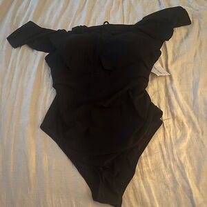 All black one piece swim suit